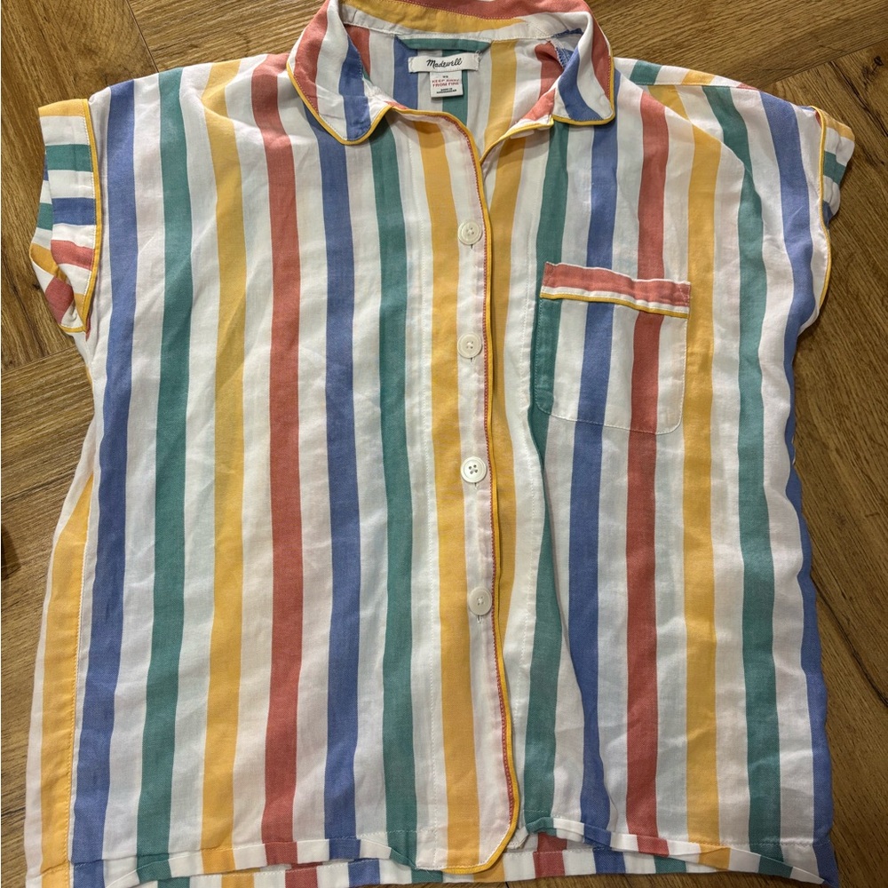 Madewell Multi-Color Striped Button-Up Pajama Top